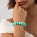 Bohemian style turquoise blooming resin bead bracelet with gold stainless steel spacers - Mint Green Bracelet (3199)