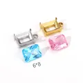 6x8mm rechthoekige roestvrijstalen zettingen en gekleurde zirkonia voor DIY sieraden - 6*8cm / Staalkleur