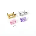 Roestvrijstalen rechthoekige zirkonia zettingen 4x6mm voor het maken van DIY-sieraden - Enkele Strand / 4*6 / Staalkleur