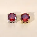 Colgantes de circón rojo redondo con engastes de acero inoxidable oro y plata para DIY - Color acero / 5mm / Circonita Rojo Granate