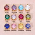 Colgantes de piedra de nacimiento de circonia cúbica bañados en oro 18K 6mm para DIY - Juego de 12 Colores / Dorado