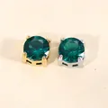 Colgantes de circón verde redondo con engastes de acero inoxidable oro y plata - Color acero / 5mm / Verde Esmeralda