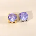 Colgantes redondos de CZ lavanda con engastes de acero dorado y plateado para bisutería DIY. - Color acero / 5mm / Circonita Azul Mágico