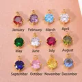 Set van 12 kleurrijke 5mm ronde zirkoon geboortesteenhangers voor DIY-sieraden maken - Januari Granaatrood / 1 Stuk / Goud