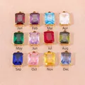 12 colgantes rectangulares de piedra de nacimiento 6x8mm en circón chapado en oro 18K. - Circonia Granate de Enero / 6*8mm / Dorado