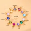 4mm round birthstone zircon pendant with titanium steel claw setting DIY jewelry - April White Zirconia / Gold