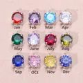 Set de 12 colgantes de piedra de nacimiento con circonitas de 6mm para joyería - Juego de 12 Colores / Color acero
