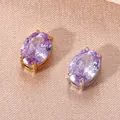 Colgantes de circonita púrpura ovalada con engastes de acero inoxidable oro y plata - Circonia Azul Alejandrita (Junio) / 6X8mm / Plateado