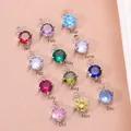 Set van 5 mm zirkonia geboortesteen hangers met roestvrijstalen monturen voor DIY - Januari Granaatrood / 1 Stuk / Staalkleur