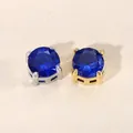 Conectores de colgante redondos de circón azul y acero inoxidable en acabado oro y plata - Color acero / 5mm / Circonita Azul Zafiro