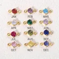 Set di 12 ciondoli portafortuna rotondi da 5mm con doppi anelli per bracciali fai-da-te - Zirconia Bianca di Aprile / 4mm Tondo Doppia Asola / Oro