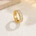 Elegant 18K gold plated stainless steel ring featuring square cubic zirconia eternity band - Square Zirconia Ring (1042) / Gold