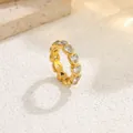 Elegant gold-plated stainless steel eternity ring with heart-shaped cubic zirconia - Heart Zirconia Ring (1043) / Gold