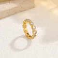 18K gold plated stainless steel eternity ring with micro-paved sparkling zirconias - Round Zirconia Ring (1044) / Gold