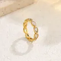 Elegant 18K gold plated stainless steel eternity ring with pear-cut cubic zirconia - Pear Zirconia Ring (1045) / Gold