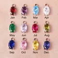Set di 12 ciondoli ovali in zircone con pietre portafortuna in vari colori per gioielli fai da te - Rosso Granato (Gennaio) / 4*6 Ovale / Colore acciaio