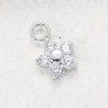 Delicate silver-colored titanium steel flower pendant with sparkling cubic zircons for DIY - Steel