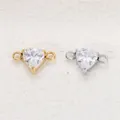 Hartvormige zirkonia connectoren in goud en zilver voor het maken van DIY-sieraden projecten - 5*5 Staalkleur Zetting / April Witte Zirconia