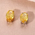 Coppia di pendenti in zircone ovale giallo con montature in acciaio inox oro e argento - Zirconia Dorato (Novembre) / 6*8mm / Argento
