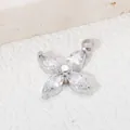 Elegant four-leaf clover zircon pendant in polished silver stainless steel finish for DIY jewelry - Steel White Zirconia