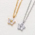 Eleganter blumenförmiger Zirkon-Anhänger an Halskette in Gold- und Silberoptik - Gold-Stil / Weißer Zirkon