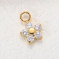 Mini gold titanium steel flower pendant with clear zircon stones for DIY jewelry - Gold