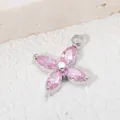 Elegant pink clover zircon pendant with a silver stainless steel base for DIY jewelry - Steel Base with Pink Zirconia