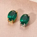 Eleganti ciondoli ovali in zircone verde smeraldo con castoni in acciaio oro e argento - Zirconia Nano Verde (Maggio) / 6*8mm / Argento