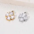 Goldene und silberne herzförmige Kleeblatt-Zirkonia-Anhänger für Schmuck-DIY - Stahlfarben / Weißer Zirkon