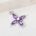 Purple marquise zircon flower pendant in stainless steel setting for DIY jewelry - Steel with Purple Zircon