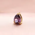 Elegante colgante de circón púrpura en forma de pera en acero de titanio chapado en oro de 18k - Piedra de Nacimiento de Febrero (Púrpura) / Colgante 6x8mm / Dorado