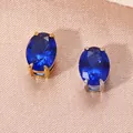 Pendaglio in zircone blu ovale con montature in acciaio inossidabile oro e argento - Blu Zaffiro (Settembre) / 6*8mm / Argento