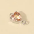 Colgante conector de corazón de circón champán con garra de acero para joyería DIY - Engaste Color Acero / Champán dorado