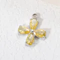 Silver stainless steel pendant with four yellow pear-cut zircon stones in clover shape - Yellow Zirconia / Silver