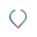 Vibrant rainbow stainless steel heart-shaped fake nose ring for non-piercing styling - Water Drop Open Style / Rainbow