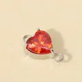 Colgante conector de corazón de circón rojo con engaste de acero para joyería DIY. - Engaste Color Acero / Circonita Rojo Naranja