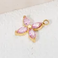 Eleganter rosa Zirkonia Kleeblatt Anhänger mit vergoldetem Edelstahl für DIY Schmuckherstellung - Goldrosa Zirkonia