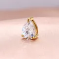Colgante de circonita en forma de pera engastado en acero titanio dorado 18k - Piedra de Nacimiento de Abril (Circón Claro) / Colgante 6x8mm / Dorado