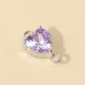 Elegante colgante conector de corazón con circonita lavanda para joyería artesanal - Engaste Color Acero / Circonita Azul Mágico