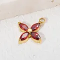 Roter Zirkonia Vierblättriges Kleeblatt-Anhänger aus goldenem Edelstahl für DIY Schmuck - Gold Granatrot