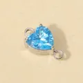 Colgante conector de circonita azul con forma de corazón y engaste de acero inoxidable - Engaste Color Acero / Circonita Azul Mar