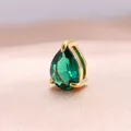 Elegante colgante de circón verde en forma de pera chapado en oro de 18 quilates - Piedra de Nacimiento de Mayo (Esmeralda) / Colgante 6x8mm / Dorado