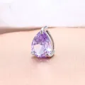 Colgante de circón morado en forma de pera con base de acero de titanio plata - Piedra de Nacimiento de Junio (Azul Claro) / Colgante 6x8mm / Color acero
