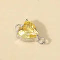 Colgante conector de circonita amarilla en forma de corazón con doble anillo de acero - Engaste Color Acero / Circonia Dorada