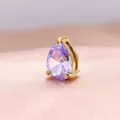 Colgante de circonita púrpura gota minimalista con marco de acero titanio chapado en oro 18k - Piedra de Nacimiento de Junio (Azul Claro) / Colgante 6x8mm / Dorado