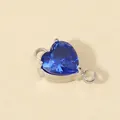 Conector de corazón de circonita azul con anillas de acero inoxidable plateado - Engaste Color Acero / Azul Real Nano