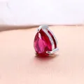 Elegante collar con colgante de circonita roja en forma de pera en acabado plata pulida - Piedra de Nacimiento de Julio (Rojo Rubí) / Colgante 6x8mm / Color acero