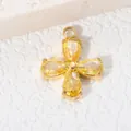 Gold plated stainless steel four-leaf clover pendant with sparkling yellow teardrop zircons - Yellow Zirconia / Gold
