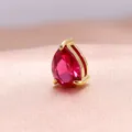 Elegante collar de acero de titanio chapado en oro de 18k con colgante de circonita roja - Piedra de Nacimiento de Julio (Rojo Rubí) / Colgante 6x8mm / Dorado