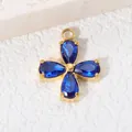 Blue pear-shaped zircon clover pendant set in 18K gold-plated stainless steel frame - Sapphire Blue Zirconia / Gold